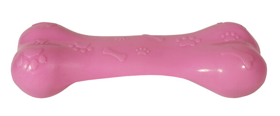 Dog bone pink pet toy isolated on white background