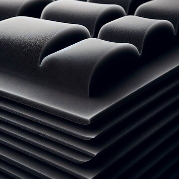 Schwarze Schaumstoffplatten mit Struktur und Rundungen