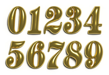 3d golden font number 1-10