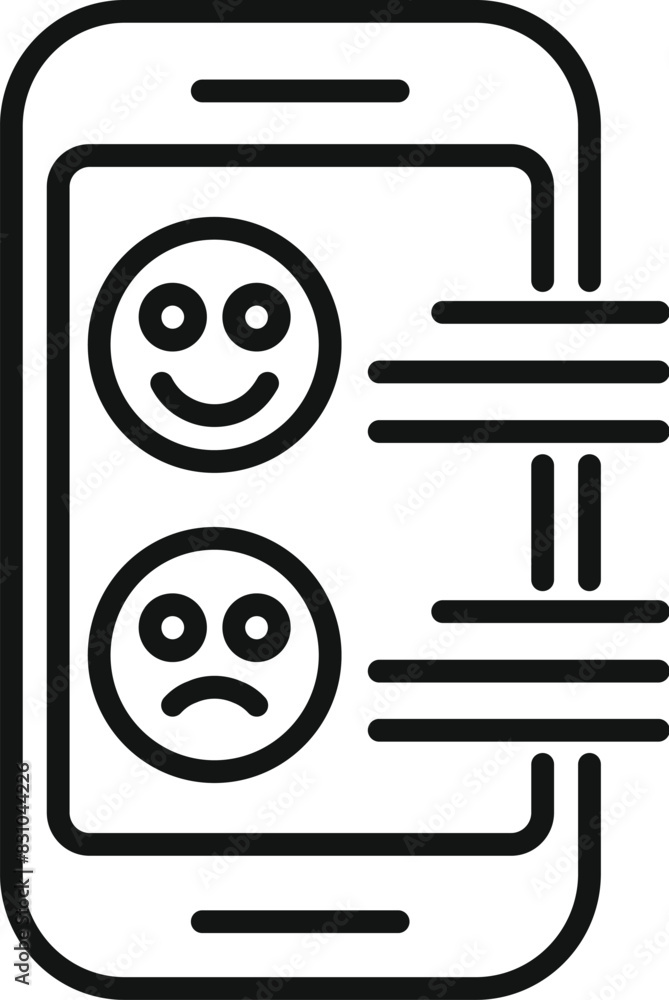 Poster designing mobile feedback icons for positive and negative smartphone user experience. creating vecto