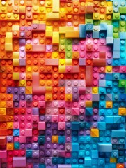 Heartfelt Lego Love - Cheerful Brick Pattern in Vibrant Colors for Valentine's Day, Toys, Creativity, and Design Concepts