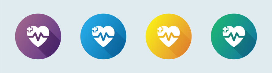 Heart beat solid icon in flat design style. Health signs vector illustration.