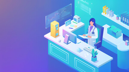 Fototapeta premium Isometric online medical consultation health care vector image