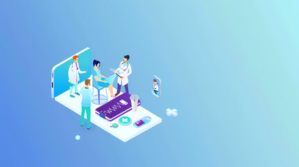 Isometric online medical consultation health care vector image