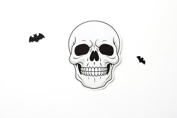 Skull with Bats on White Background