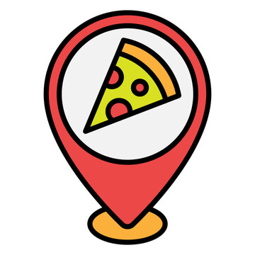 Illustration of Pizza Location design Filled Icon