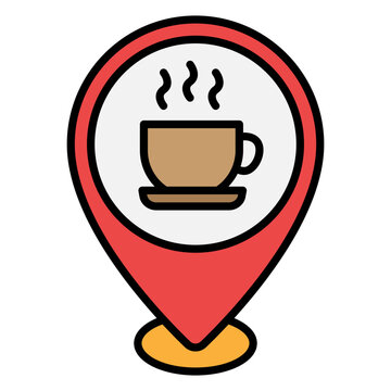 Illustration of Coffee Shop Location design Filled Icon