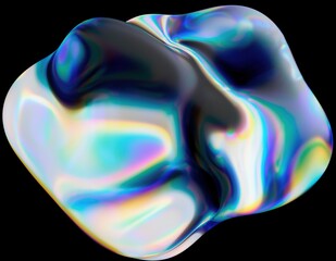 Chromatic dispersion abstract glass shape isolated on black background - 3D rendering