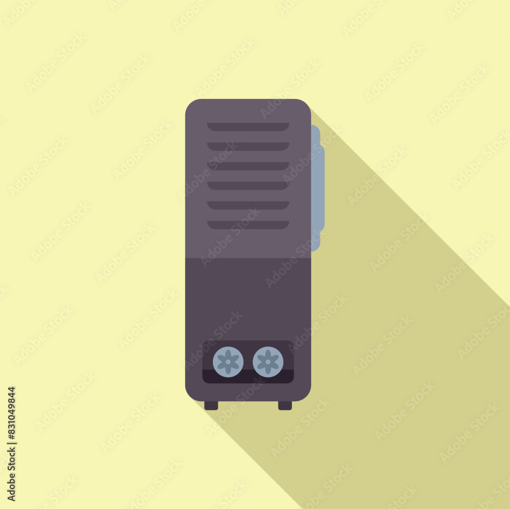 Poster minimalist computer tower icon in a flat design style with a soft shadow on a yellow background