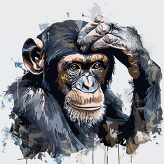 Chimpanzee in Graphic style on white background