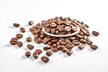 Naklejka premium Coffee Beans on a White Background