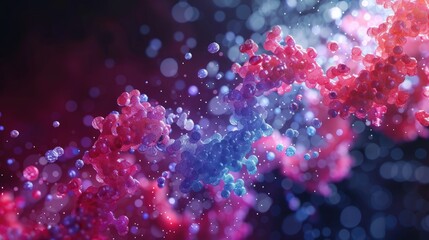 Fototapeta premium A 3D rendering of a virus attacking a cell. 