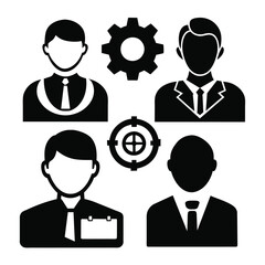 Set of business icons black vector on white background