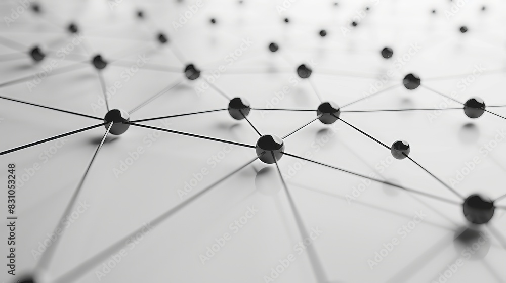 Poster abstract black and white network connection concept with interconnected elements, representing techn