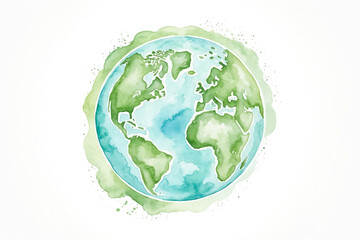 Watercolor Earth Globe