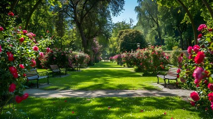 serene park blooming roses image