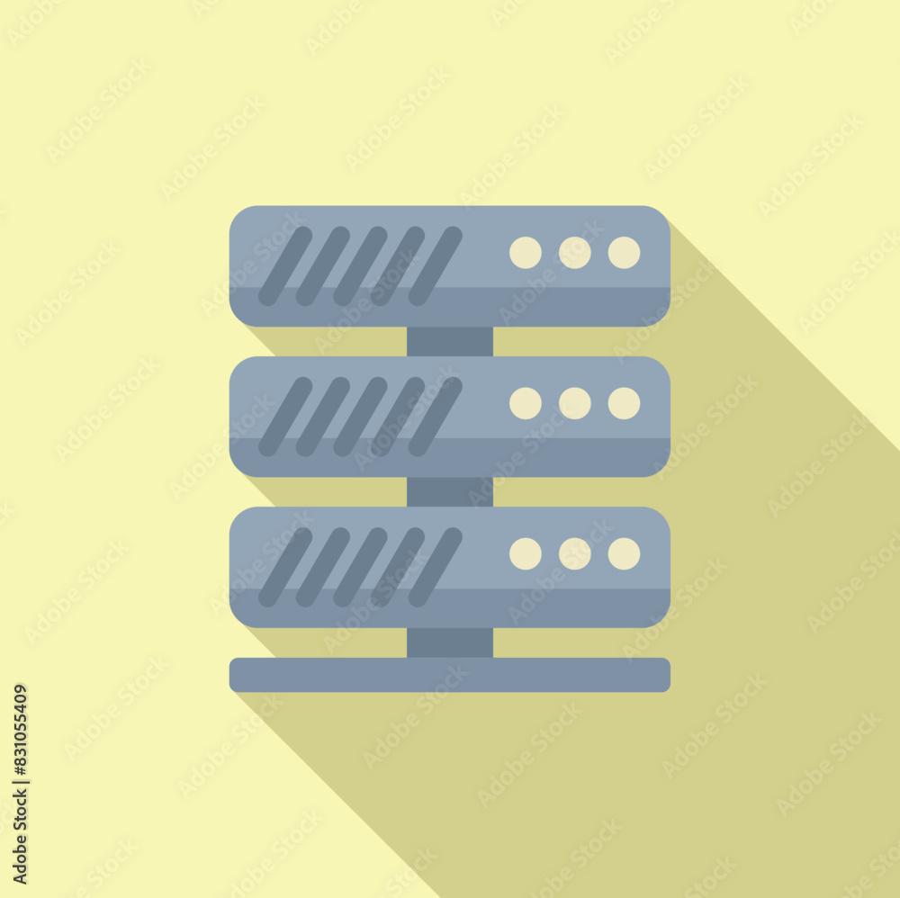 Poster modern flat design icon of data center server racks with shadow on a pastel background