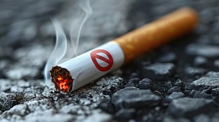 a cigarette with a red circle and a diagonal line through it, indicating that smoking is not allowed.