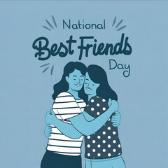 Naklejka premium National Best Friends Day, Post, National Best Friends Day Poster, Best Friends Day, Illustration, Happy National Best Friends Day, International Friendship Day, Poster, Post, Banner, Social media 