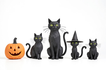 Black Cats and a Pumpkin for Halloween