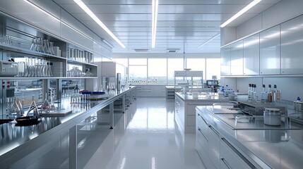 Fototapeta premium a modern laboratory with state-of-the-art equipment and a large window that lets in plenty of natural light. 