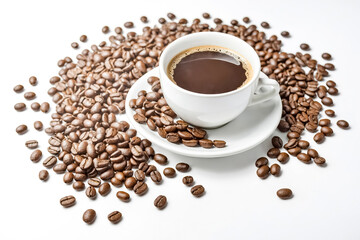 Fototapeta premium Cup of Coffee with Coffee Beans