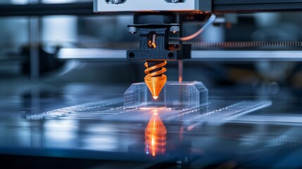 A close-up of a 3D printer creating a complex scientific model, showcasing the application of innovative technology in prototyping and experimentation.