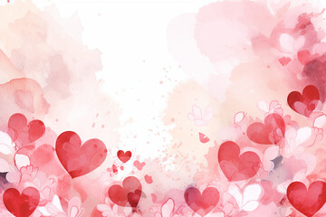 Romantic Valentine's Day Watercolor Heart Frame with Copy Space
