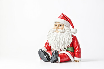 Obraz premium Santa Claus figurine sitting on a white background