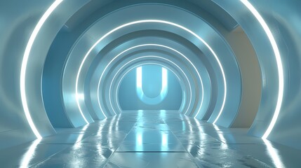 Obraz premium Digital technology blue future circular stage poster background