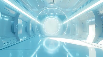 Digital technology blue future circular stage poster background
