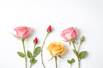 Three Roses on a White Background