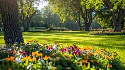 summer lawn green trees pic