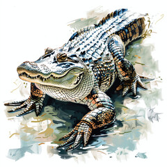 Alligator in Graphic style on white background