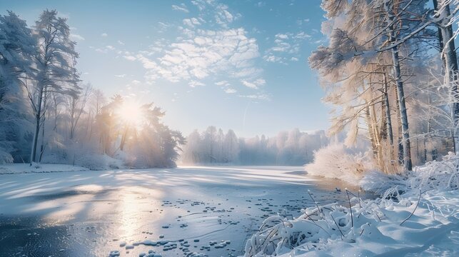 Winter Landscape Frozen Lake Pic