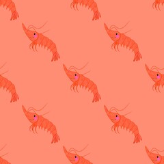 seamless pattern with shrimps