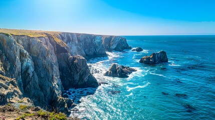 Fototapeta premium Coastal cliffs blue water