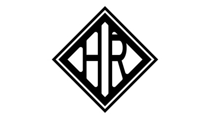 HR logo, black isolated silhouette