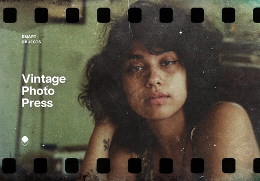 Vintage Press Film Photo Effect Mockup