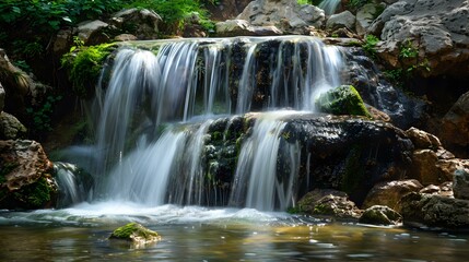 Fototapeta premium mountain waterfall clear image