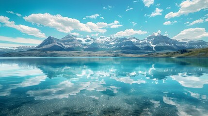 Fototapeta na wymiar clear blue lake mountains pic