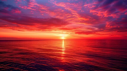 Fototapeta premium sunset the sea red clouds image