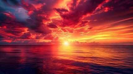 sunset the sea red clouds img