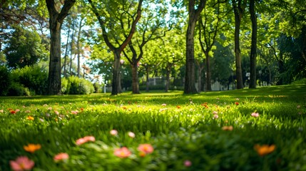 summer lawn green trees