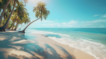 tropical beach coconut trees pic