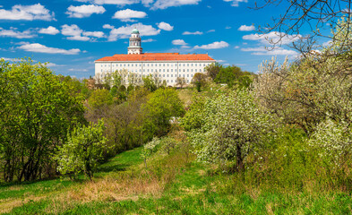 The UNESCO world heritage site Benedictine monastery Pannonhalma Archabbey in Hungary in early...