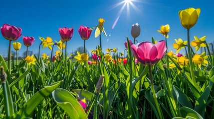 spring meadow tulips pic
