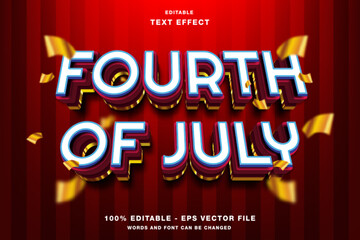 Fourth of July 3D Editable Text Effect Template Style Premium Vector