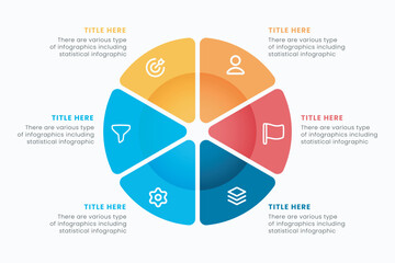 Minimal business circle infographic design template for cycling diagram. presentation and round chart. Business concept with 6 stages. Modern flat vector illustration for data visualization.