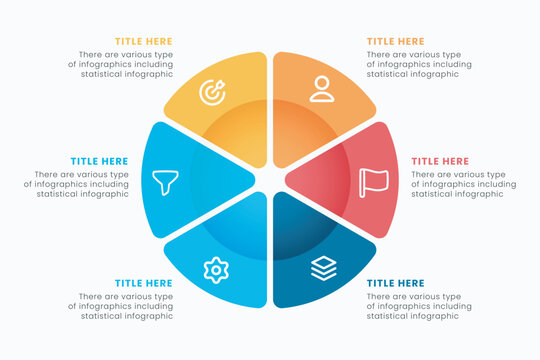 Minimal business circle infographic design template for cycling diagram. presentation and round chart. Business concept with 6 stages. Modern flat vector illustration for data visualization.